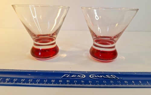 2 Crate and Barrel Dizzy Red Cocktail Martini Cosmopolitan Stemless Glasses - Picture 4 of 5