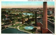 Parkways Jacksonville Florida FL Manufacturing Vintage Postcard Aeroplane View