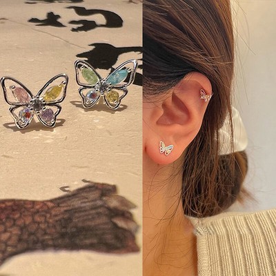 Cutout Zircon Crystal Butterfly Earrings For Women Girls Wedding Party New F _r1