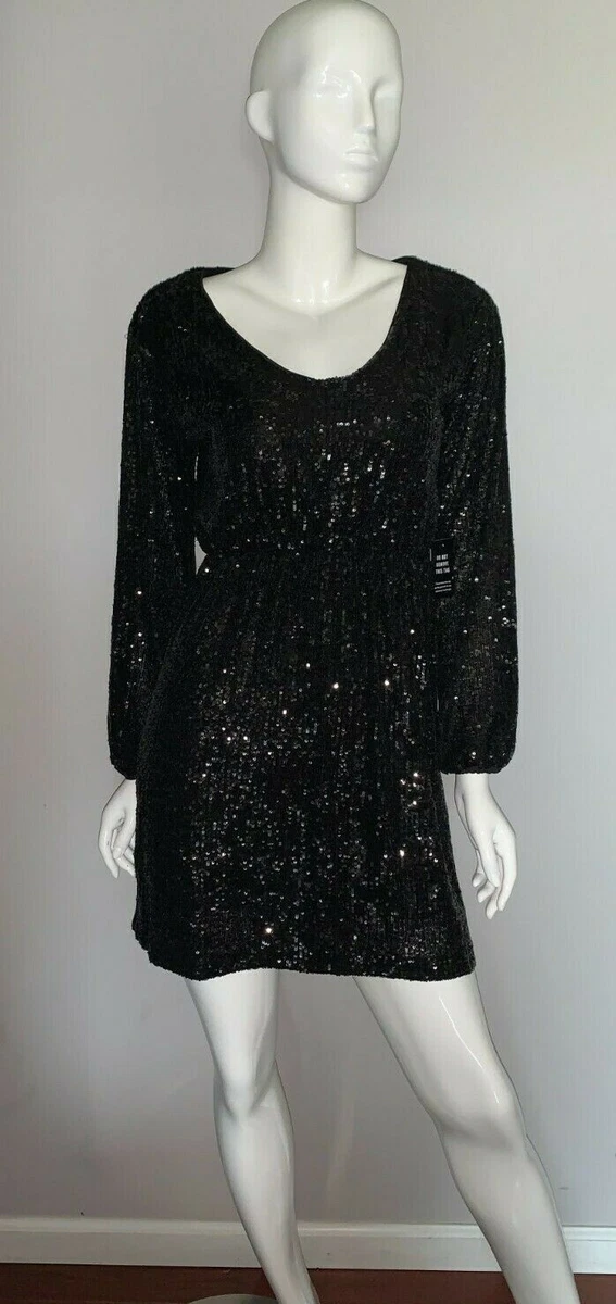 express sequin black dress