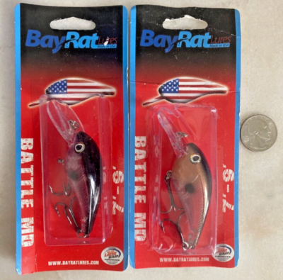 bay rat fishing lures LOT 2 NEW BAY RAT BATTLE MD CRANKBAIT FISHING LURE NIP DEEP DIVER USA ERIE  PA