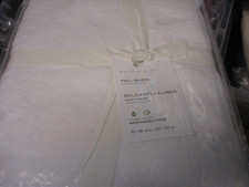 Pottery Barn Belgian Linen flax white Full queen duvet cover 2 Euro shams New