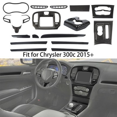 Carbon Fiber Interior Dash Panel Decor Cover Trim Kit for Chrysler 300/300C 15+