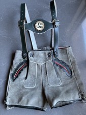 Vintage Lederhosen Authentic Suede Leather German Shorts Boys / Child SM 22"