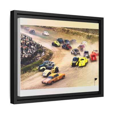  Daytona 500 1957 Racing On The Beach Sand Gallery Canvas Framed Art Vintage 