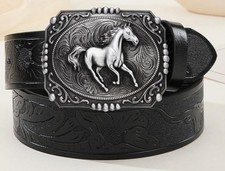 New Western Americana Horse galloping Motif Belt Buckle ornate Detailing