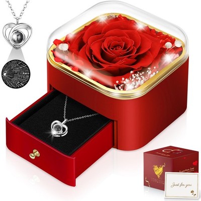 Hnustbo Rose Geschenke für Frauen, Mama, Freundin, Frau, ewige Blumen rot 