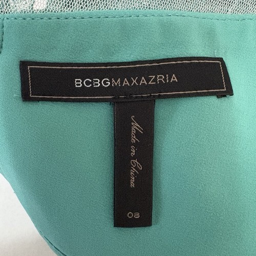 BCBGMaxAzria Abbie Dress Agate Green Fit & Flare Lace Pleated Accent, Size 8 - Picture 8 of 12