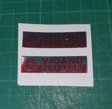 Vigano Accesori Stickers x 2 in Chrome & Red Lambretta Or Vespa Free Postage
