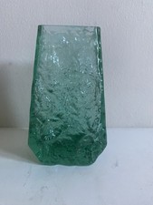 Whitefriars Geoffrey Baxter Textured Range Coffin Vase in rare aqua