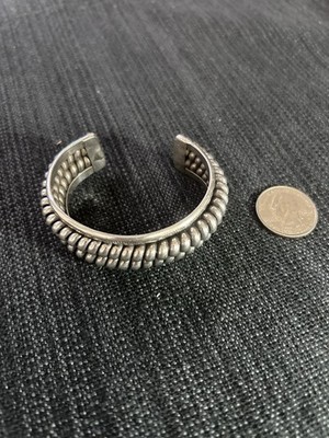 Nora Tahe Native Navajo Style Sterling Silver Cuff Bracelet Not Marked -73 Grams