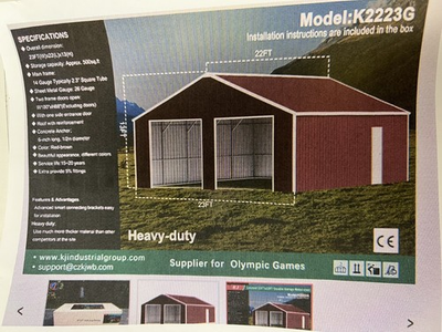 #ad #ad 23x22 Double Garage Metal Shed – Heavy Duty Steel Frame – New in Crate – K2223G $3000.00
