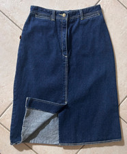 Vintage Jordache Denim Skirt Womens Dark Blue Midi High Waist Jean 80s / 90s