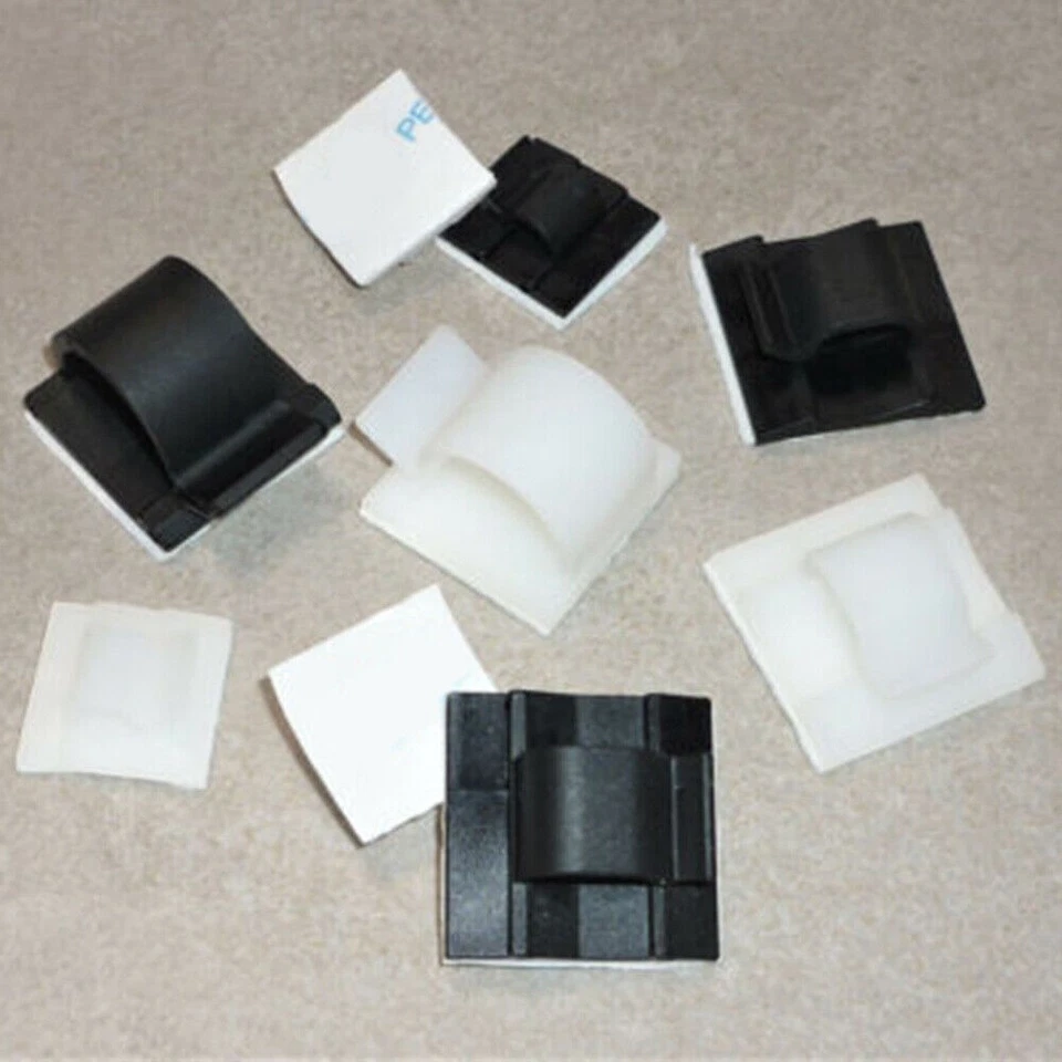 100x Kabelclip selbstklebend Kabelhalter Befestigungsclip schwarz weiß Halterung - Bild 4 von 4