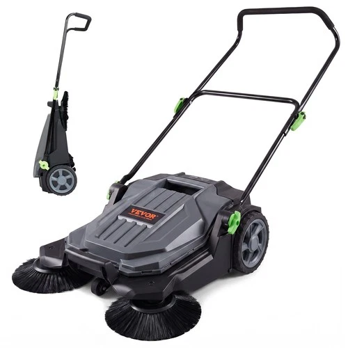 VEVOR Walk-behind Hand Push Floor Sweeper 25.6" Width 5 Gallon Waste Container