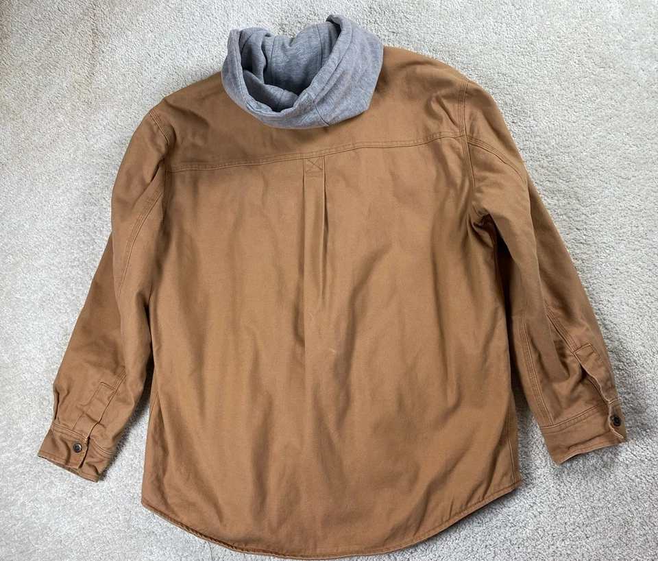 CRAFTSMAN 夹克男式 M 棕色拉链扣连帽帆布工作服 — 第 3/4 张图片