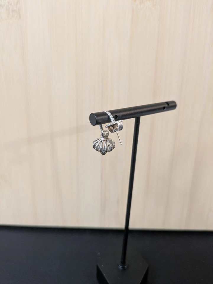 lagos Sterling Silver 925  Half Hoop Dangle Fluted Ball Earring Foto 2 de 3