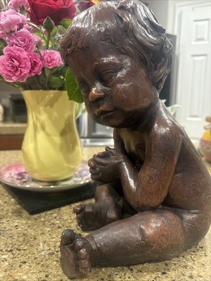 VINTAGE AUSTIN PRODUCTION 1969 INFANT BABY STATUE SCULPTURE SIGNED