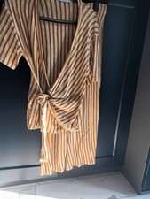 Zara Jersey Co Ord Mustard And Cream Top Size S Bottoms Size M