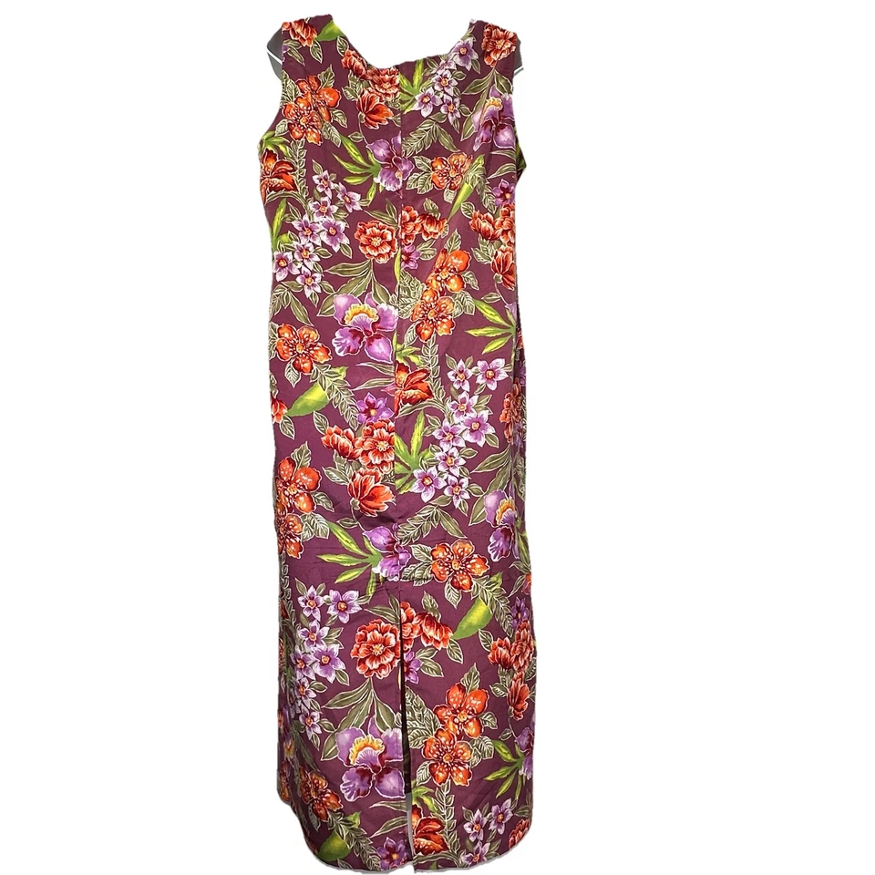 Kathie Lee Sleeveless Long Hawaiian Floral Maxi Dress Women’s Size L - Image 4 of 4