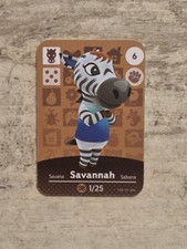 SAVANNAH  AMIIBO  RARE  ANIMAL CROSSING  6 HOT ITEM  Card/Chip