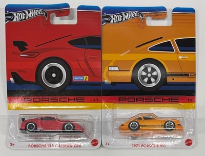 Lot of 2: 2024 Hot Wheels Porsche 718 Cayman GT4 & 1971 Porsche 911 Walmart RARE