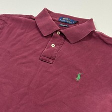 Polo Ralph Lauren Polo Shirt Mens Large Red Custom Slim Fit Green Pony Logo