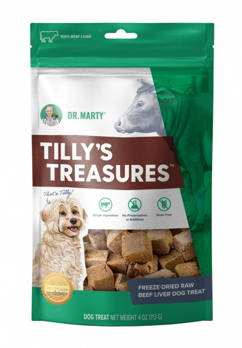Dr Marty Tilly's Treasures Freeze Dried Beef Liver Dog Treat Small dog 3x 4oz