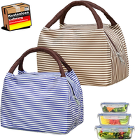 Isolierte Lunchbox Tasche FüR Schule BüRo Picknick 2Er Set, Blau Braun