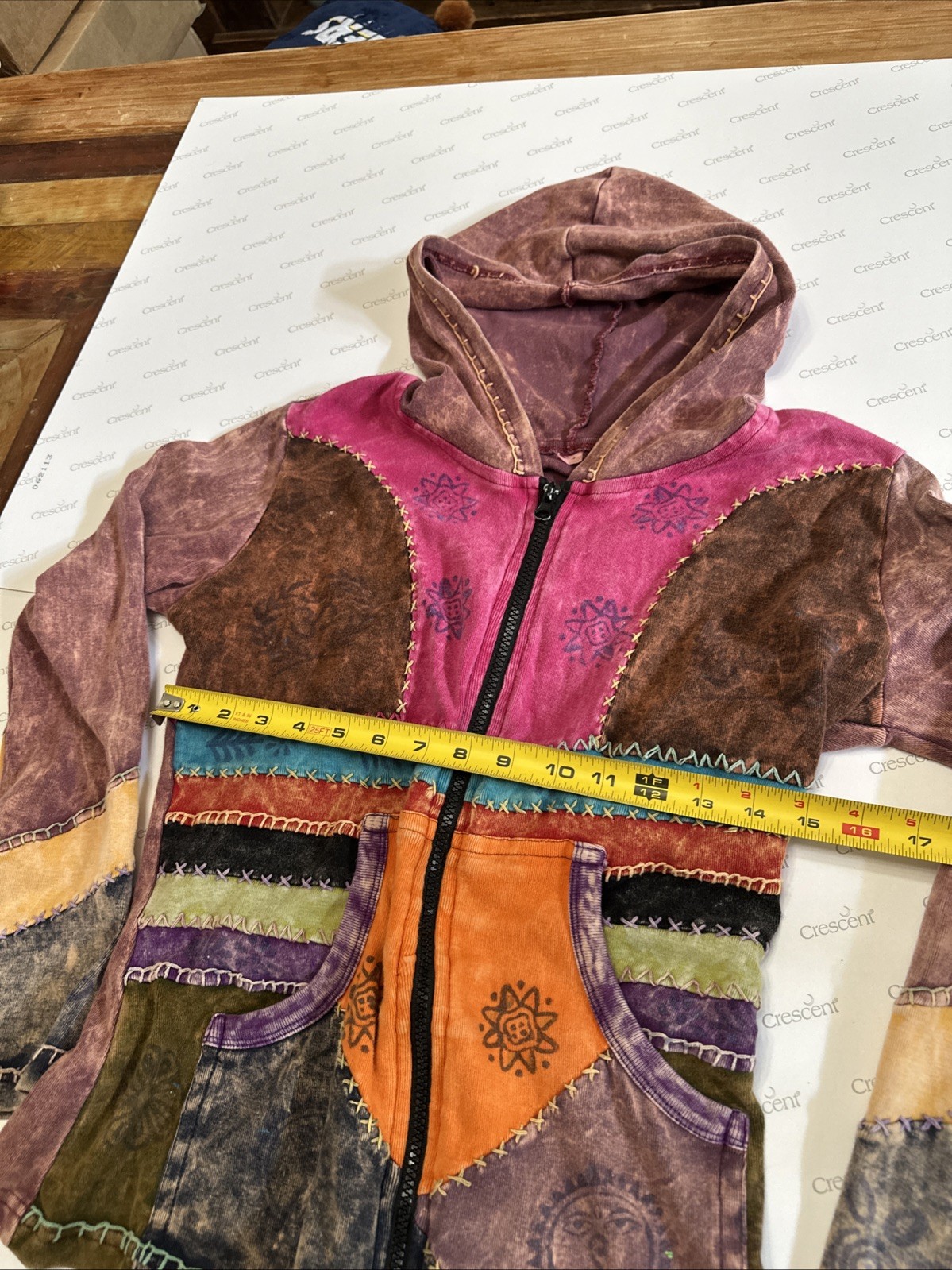 Women’s Small multicolored, patchwork, cotton, zi… - image 3