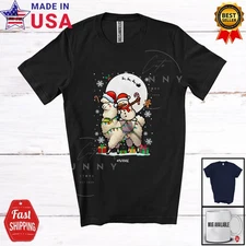 Dabbing Snowman Riding Llama; Amusing Christmas Lights Custom Name Farmer Shirt
