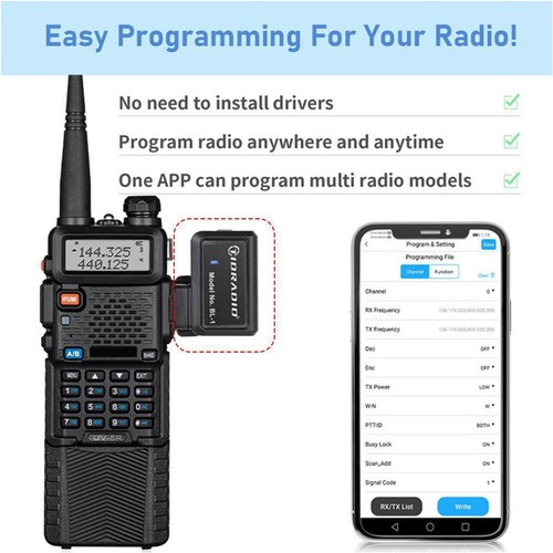 Bluetooth Frequency Writer WalkieTalkie Radio Programmer Mobile R0S9 P1G6