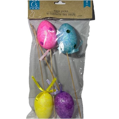 NEW Easter Egg Picks, Colorful Styrofoam Eggs On Sticks 4pc