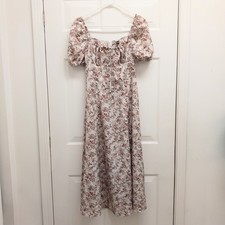 Shein Milkmaid Babydoll Maxi Dress Ditsy Floral Puff Sleeve Coquette Boho Medium