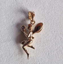 Pierre Lang  Modeschmuck goldfarbener Anhänger Fee mit blau Stein  Neu