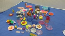 HUGE LOT OF BARBIE PLAY FOOD AND DISHES MIXED LOT 75 PIECE