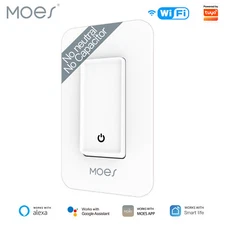 MOES WiFi Smart Light Switch No Neutral Wire Required No Capacitor Alexa Google