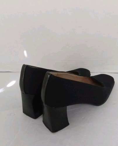 Stuart Weitzman Classic BlackSquare Toe Pump Block Heel Professional Office Shoe - Picture 8 of 8