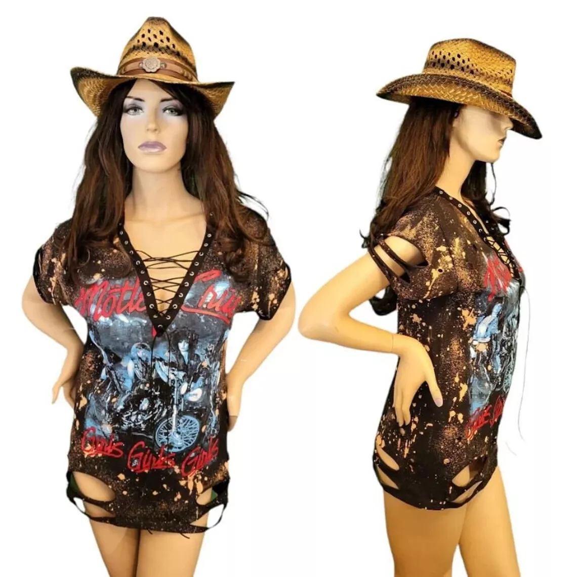 Lace up v cheap neck t shirt dress