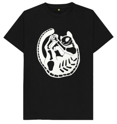 T-Shirt Skelett Goth Katze Heavy Metal Punk Rock Musik Liebhaber Geschenk