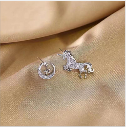 Damen 925 Sterlingsilber Stern Mond Kristall Bling Ohrstecker Allergiefrei - Bild 85 von 93