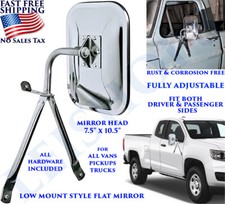 Truck Van Pickup Side Mirror Low Mount Full Size Universal Replacement Chrome