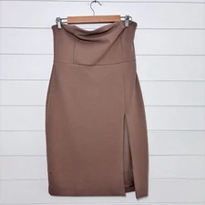 Meshki Rachel Crepe Bandeau Thigh Split Mini Dress  Size XL