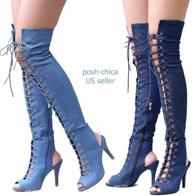 denim long boots