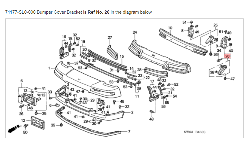 HONDA ACURA GENUINE OEM NSX Bumper Cover Bracket ☆ 71177-SL0-000