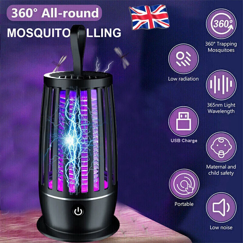 UV Light Mosquito Killer Lamp Electric Rechargeable Zapper Bug Fly Insect Trap