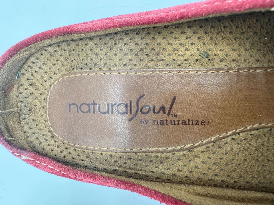 Zuecos de mulas Natural Soul By Naturalizer zapatos para mujer 8M rojo gamuza sin cordones informales Foto 2 de 4