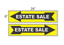 ESTATE SALE ARROW YELLOW  BLACK 6"x24" Plastic SIGNS Buy 1 Get 1 FREE 2 Sided
