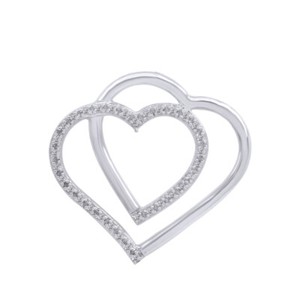 Authentic 1/10 Ct Round Simulated Diamond 18K White Gold Plated Love Heart Pendant