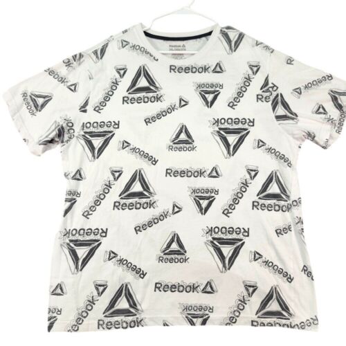 Reebok Graphic Print T-Shirt All Over Logo Tee Casual Top 2XL